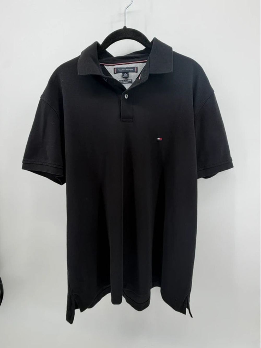Tommy Hilfiger Men’s XL Black 1985 Polo Shirt Classic Fit Flag Logo
